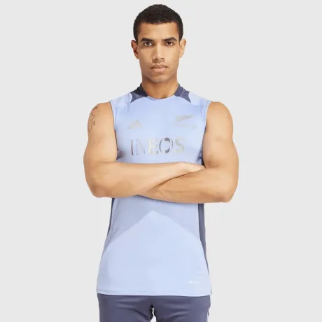 All Blacks 2024 Mens Blue Singlet - Official Training Singlet with AEROREADY Technology