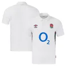 Umbro England Rugby Classic Home Polo 2025 – White Short Sleeve Jersey with Rose Crest